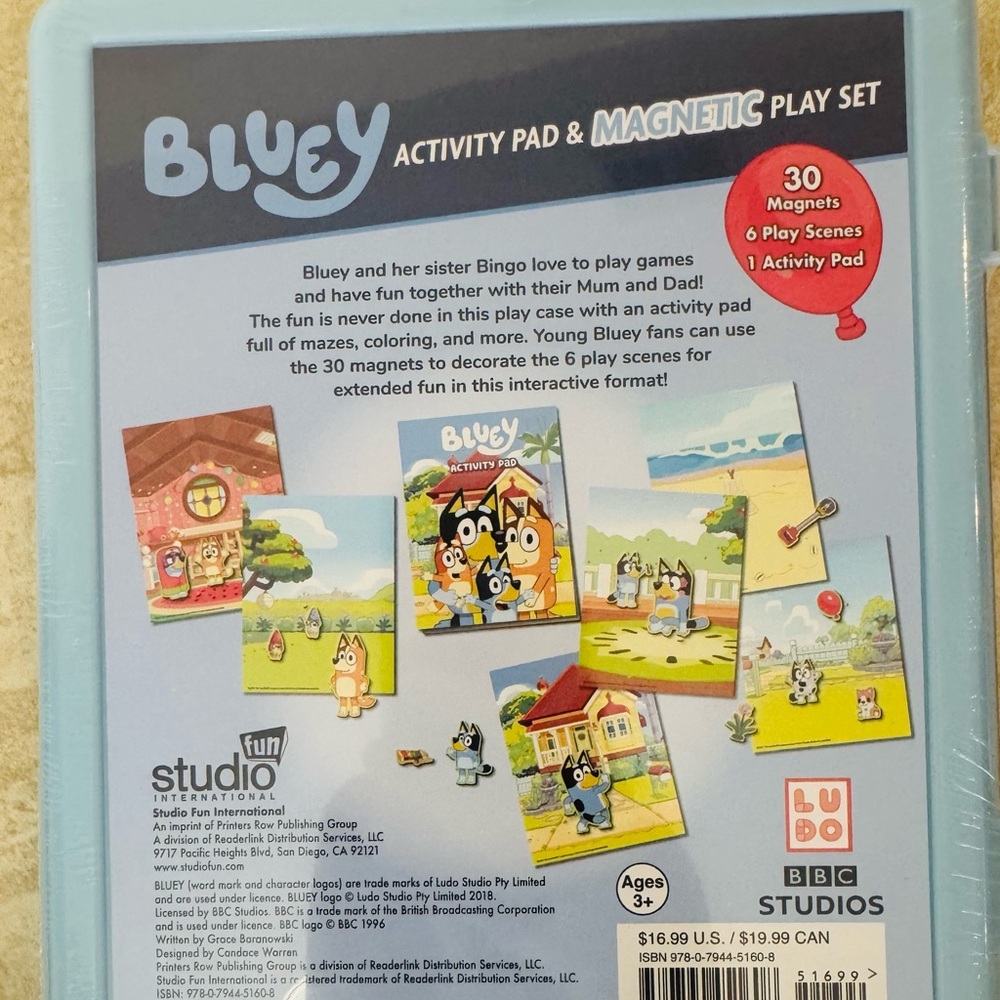 Bluey Plush, Where's Bluey Activity Book, Magnetic Play Set, Crayons, - Picture 4 of 14